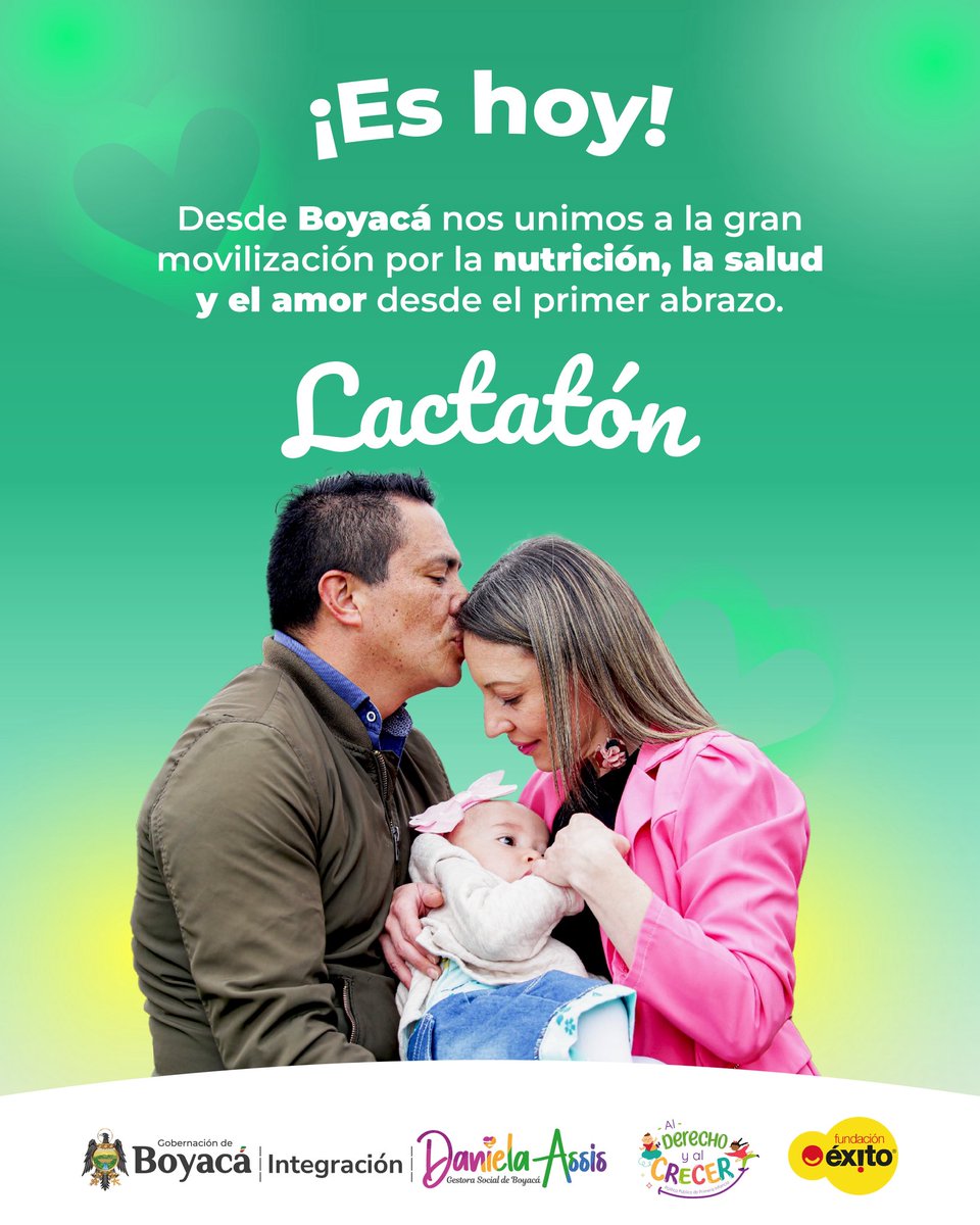 ¡En cada gota de leche hay fuerza, salud y futuro! 🤩

Hoy Boyacá se une a una causa que abraza a miles de bebés y mamás: la #Lactatón 🤱🏻.

¡Porque alimentar con amor también es transformar el mundo!🩷