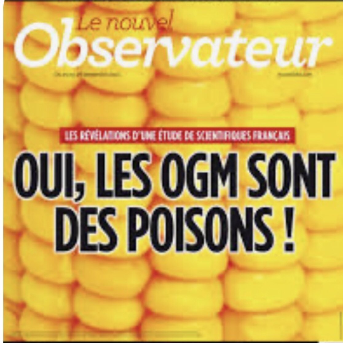 13 ans après la une <a href="/Le_NouvelObs/">Le Nouvel Obs</a> , une étude d’envergure démontre que non, les OGM ne sont pas des poisons (lire l’article de <a href="/Cobra_FX_/">Antoine Copra</a> in <a href="/lel_media/">Les Électrons Libres</a> ). Mais le mal est fait, les Français ont peur des OGM.

Toute ressemblance avec la loi Duplomb n’est pas fortuite..