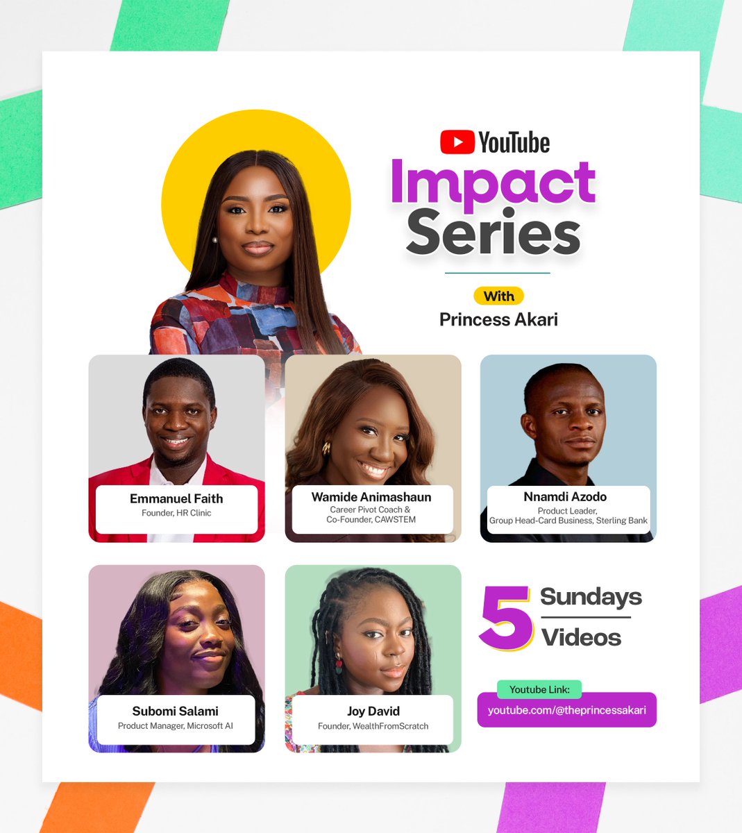 Happy new month everyone!🥳❤️

This August, I’m launching something special on my YouTube. It’s the YOUTUBE IMPACT SERIES🚀🙌

I’d be speaking with TOP professionals about all things career growth &amp; finance. Stay tuneddd!💃

Pls subscribe if you haven’t⬇️
youtube.com/@theprincessak…