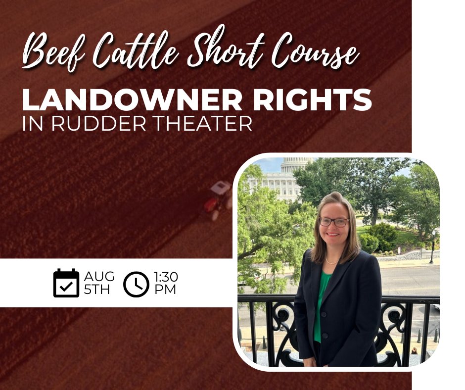 Join us August 5th at 1:30 PM in Rudder Theater for the Landowner Rights session at the Beef Cattle Short Course!

We'll be covering key issues that matter to landowners across Texas. 
Speakers:
-Justin Benavidez
-Cassie Gresham (<a href="/BraunGreshamLaw/">Braun & Gresham</a>)
-Kyle Weldon
-Shannon Ferrell
