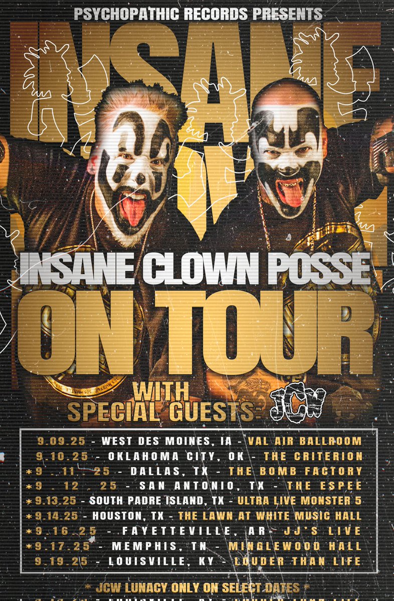 Insane Clown Posse (@icp) on Twitter photo WHOOP WHOOP! Donโt miss Insane Clown Posse hittinโ the road from September 9th โ 19th! Plus, special guests <a href="/jcwlunacy/">Juggalo Championship Wrestling</a> only on select dates!
TICKETS ON SALE NOW: ๐
fanlink.tv/ICPTICKETS ๐
....................
Insane Clown Posse presents the 6th Jokers Card of the second WHOOP WHOOP! Donโt miss Insane Clown Posse hittinโ the road from September 9th โ 19th! Plus, special guests <a href="/jcwlunacy/">Juggalo Championship Wrestling</a> only on select dates!
TICKETS ON SALE NOW: ๐
fanlink.tv/ICPTICKETS ๐
....................
Insane Clown Posse presents the 6th Jokers Card of the second