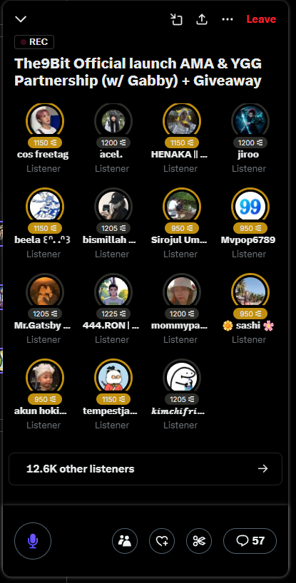 12,600 listeners

Did we break Twitter space? <a href="/the9bit/">the9bit</a> <a href="/gabusch/">Gabby Dizon | YGG</a>