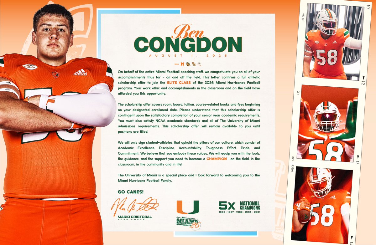 Officially offered by the 🙌!! #gocanes