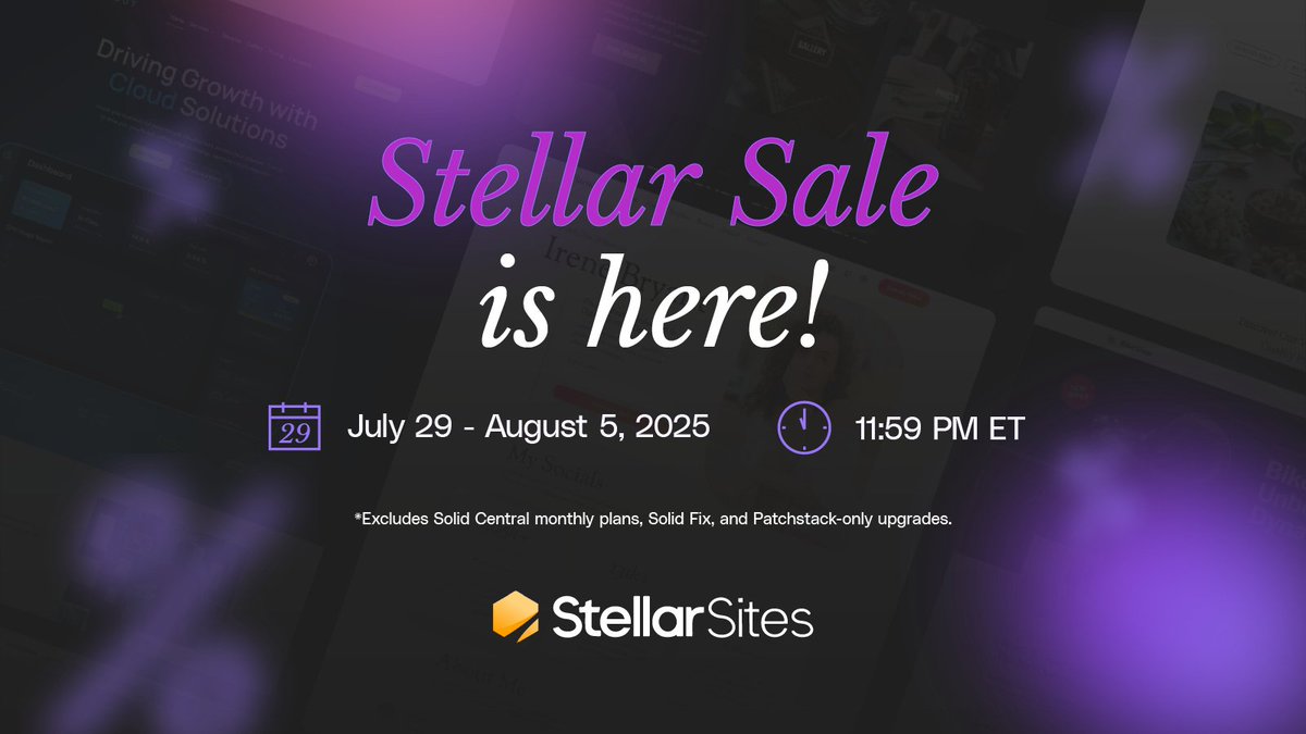 Build lightning-fast WordPress sites with ease. Discover StellarSites, the AI-powered builder that takes the hassle out of combining hosting, themes, and plugins. And, get 30% off during our Stellar Sale!
➡️ stellarwp.com/stellarsites/ 
#StellarSites #WebDesign #StellarWP