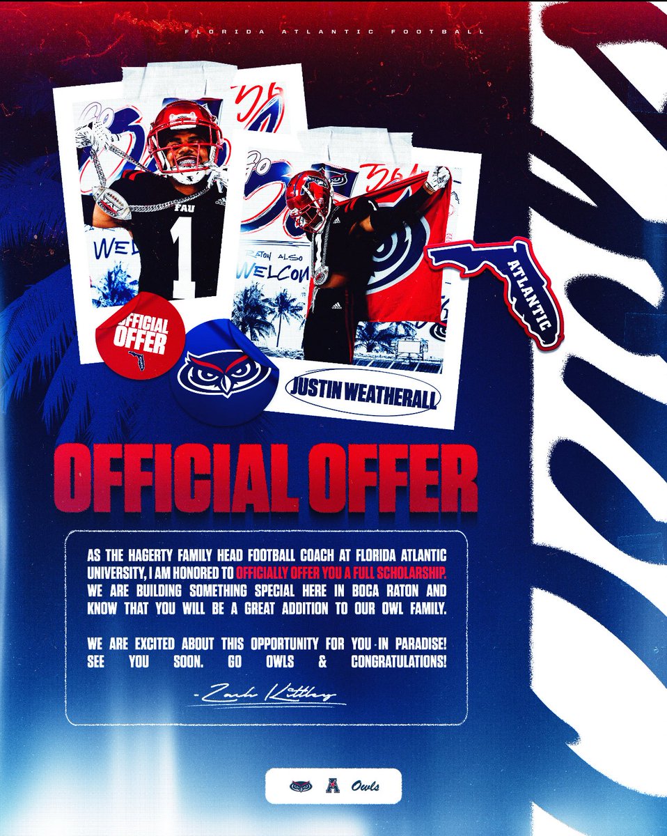 Justin Weatherall (@justinivory850) on Twitter photo Blessed 🙏🏿
Can’t wait to get up there!
<a href="/FAUFootball/">Florida Atlantic Football</a> <a href="/ZKittley/">Zach Kittley</a> <a href="/TheOfficialPFFB/">Pine Forest Football</a> Blessed 🙏🏿
Can’t wait to get up there!
<a href="/FAUFootball/">Florida Atlantic Football</a> <a href="/ZKittley/">Zach Kittley</a> <a href="/TheOfficialPFFB/">Pine Forest Football</a>