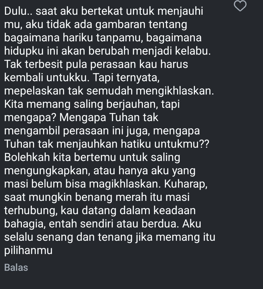 _giiit's tweet photo. Dan pada akhirnya, apabila semesta mengizinkan kita bertemu aku tak benar-benar ingin kita sama-sama buta. 
Kau tidak pernah melihatku, aku tak melihat selainmu. https://t.co/3HQL4WDHEF