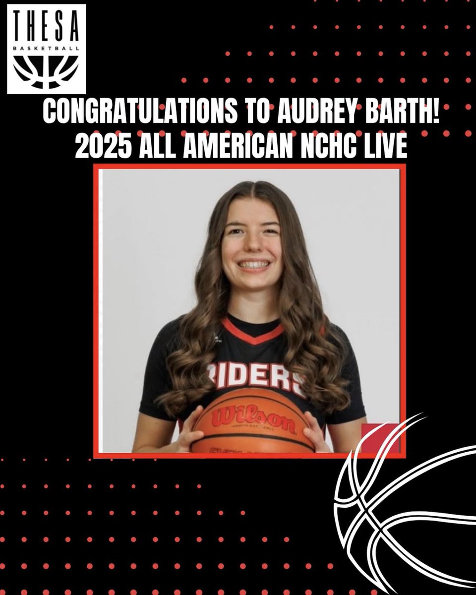 THESA Girls Basketball (@ridersgirlhoops) on Twitter photo Congratulations <a href="/audrey_barth_/">Audrey Barth</a> on being selected to <a href="/NCHBCLive/">HomeSchoolBasketball</a> All American for the 24-25 season!  π₯ π π <a href="/NCHBCNextLevel/">NCHBC Recruiting</a> Congratulations <a href="/audrey_barth_/">Audrey Barth</a> on being selected to <a href="/NCHBCLive/">HomeSchoolBasketball</a> All American for the 24-25 season!  π₯ π π <a href="/NCHBCNextLevel/">NCHBC Recruiting</a>