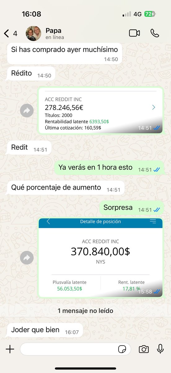 Mi padre se ha puesto contento