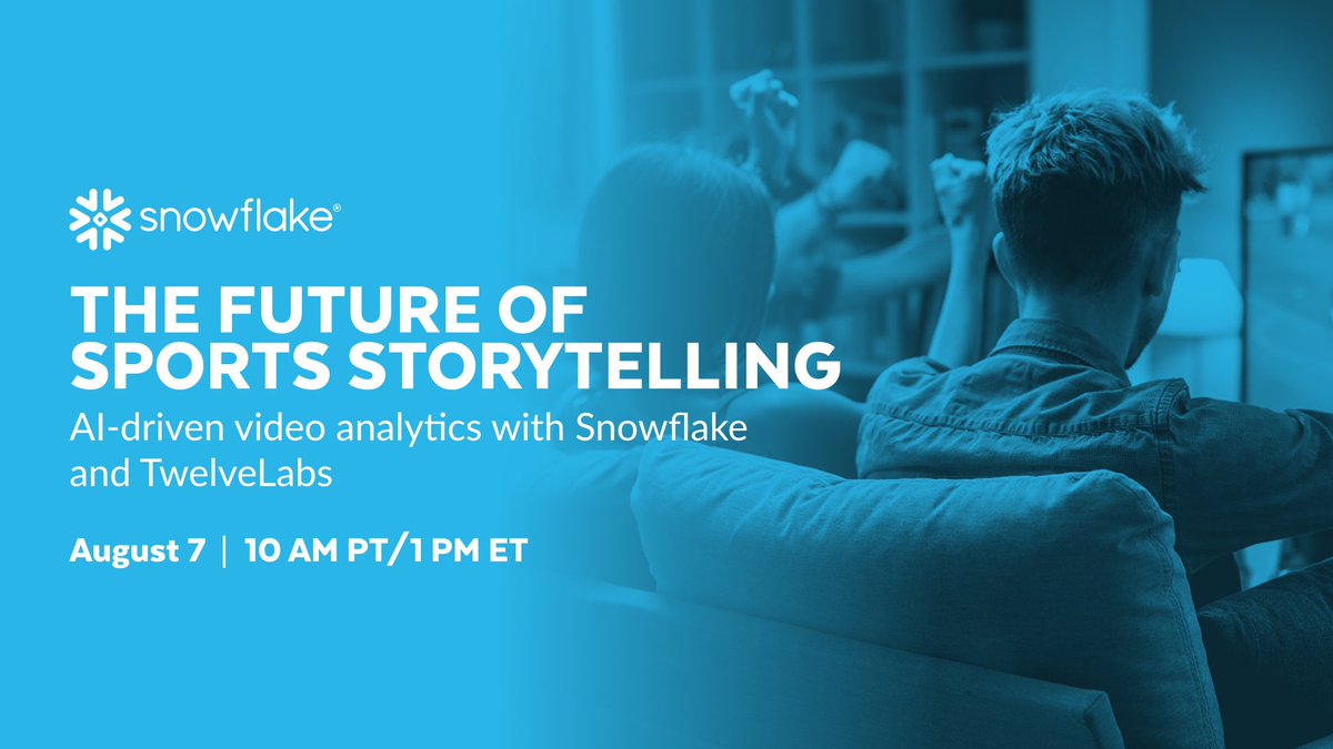 In sports, speed = everything. ⚡
Join TwelveLabs &amp; <a href="/Snowflake/">Snowflake</a> on Aug 7 to see how video AI + data cloud infra is changing the game.
📊 Prep massive sports data
🎥 Auto-generate highlights
⚡ Streamline content ops
🗓 8/7 @ ⏰ 10AM PT
🔗 Save your spot: shorturl.at/kqUj3