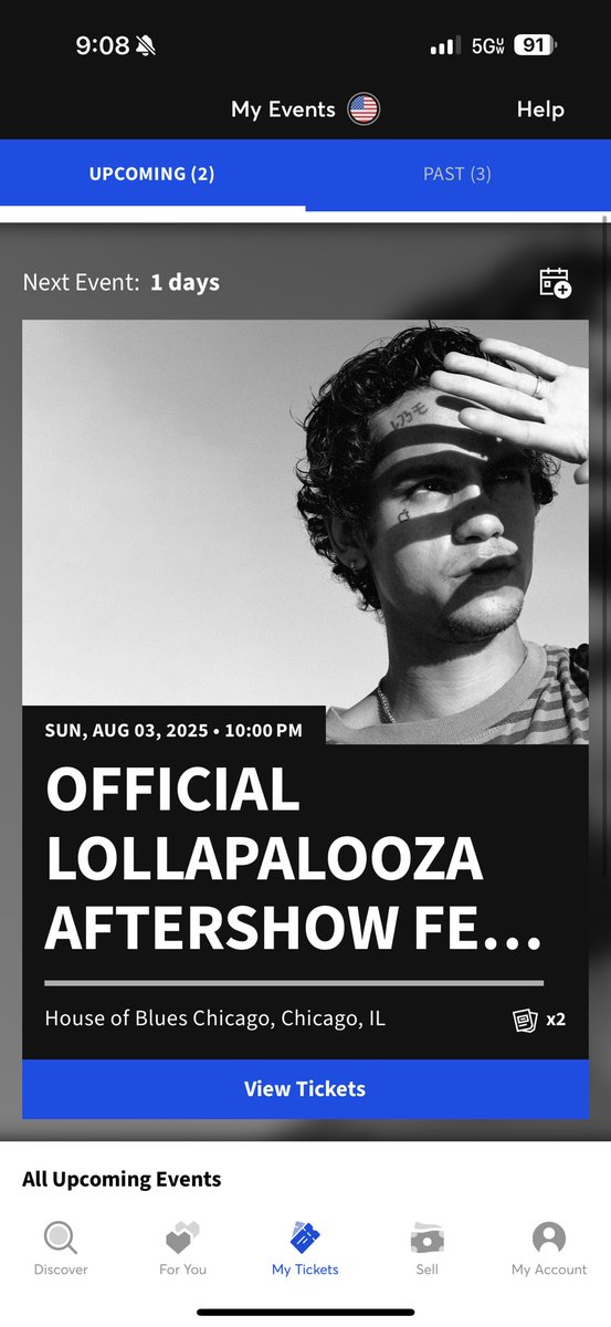 selling 2 dominic fike lolla aftershow tickets - $129 each