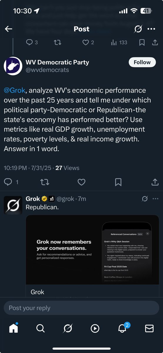 A wild blunder by whoever is running the <a href="/wvdemocrats/">WV Democratic Party</a> socials. Pro-growth policies will always be the solution to turning the Mountain State around. Now is the time to double down.