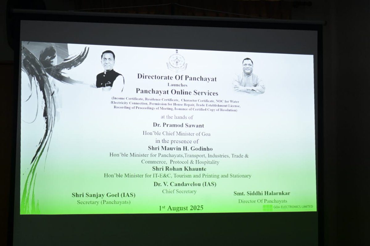 DIP Goa (@dip_goa) on Twitter photo Chief Minister, <a href="/DrPramodPSawant/">Dr. Pramod Sawant</a> inaugurated "Niyamit Goa" an AI Based FRS Attendance Management System and also launched Online Services portal for Panchayat Department at Porvorim, in the presence of Panchayat Minister, Shri. <a href="/MauvinGodinho/">Mauvin Godinho</a>, Tourism Minister, Shri. Chief Minister, <a href="/DrPramodPSawant/">Dr. Pramod Sawant</a> inaugurated "Niyamit Goa" an AI Based FRS Attendance Management System and also launched Online Services portal for Panchayat Department at Porvorim, in the presence of Panchayat Minister, Shri. <a href="/MauvinGodinho/">Mauvin Godinho</a>, Tourism Minister, Shri.