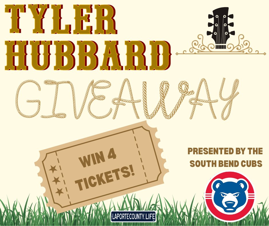 LaPorteCounty.Life (@lpclife) on Twitter photo Want a chance to win 4 <a href="/tylerhubbard/">Tyler Hubbard</a> tickets? All you have to do is tag in the comments who you'd take to the concert! 👇👭🧑🤝🧑 Winner will be messaged by us directly!! <a href="/SBCubs/">South Bend Cubs</a> Want a chance to win 4 <a href="/tylerhubbard/">Tyler Hubbard</a> tickets? All you have to do is tag in the comments who you'd take to the concert! 👇👭🧑🤝🧑 Winner will be messaged by us directly!! <a href="/SBCubs/">South Bend Cubs</a>