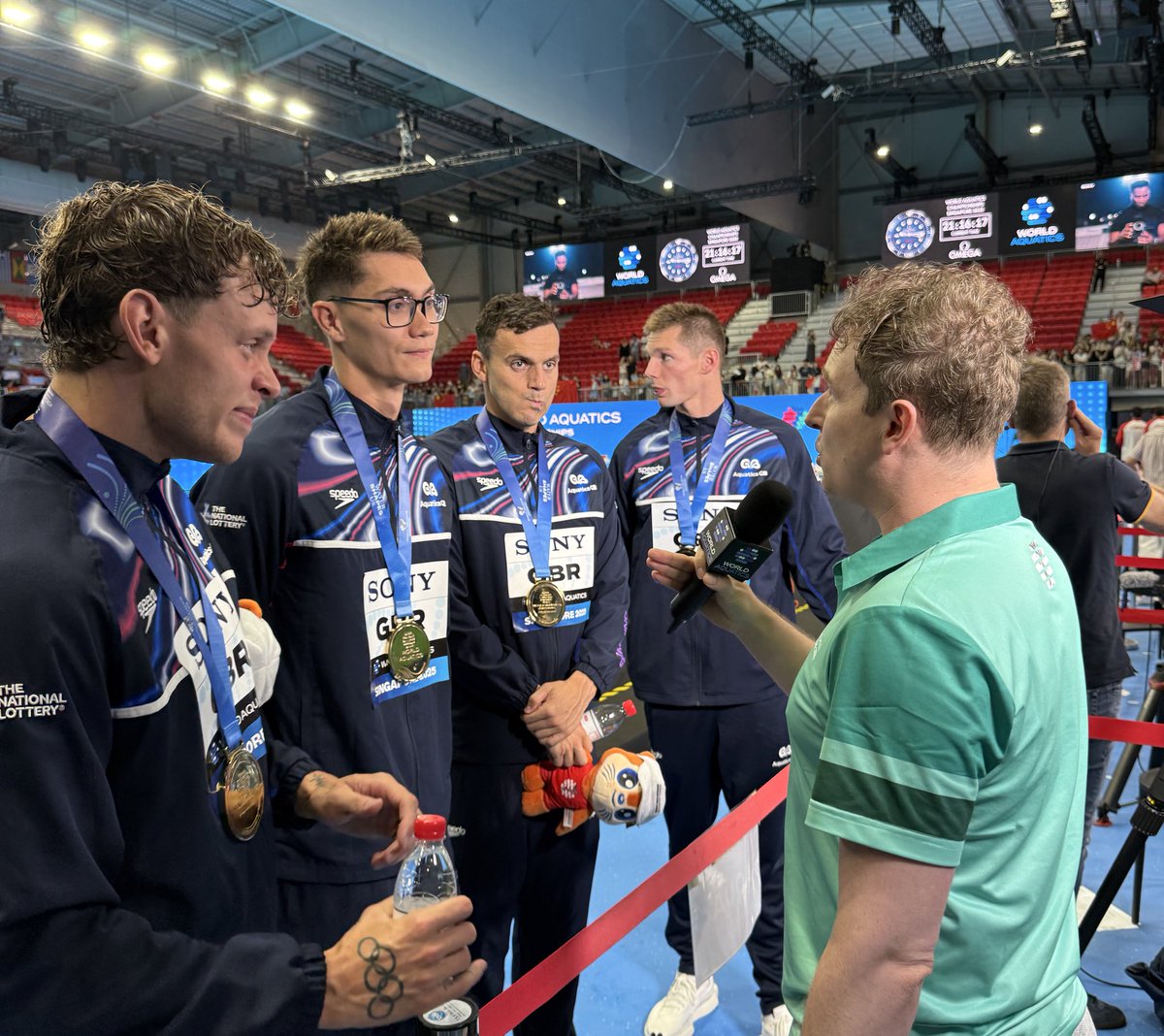 Delivering 🥇 time after TIME 🙌

🇬🇧 men’s 4x200m freestyle team claim Britain’s first medal of the pool swimming programme with a stunning victory on Friday evening here in Singapore.

“We’re so proud. Delivering after the Olympics, with a huge target on our backs takes a lot.”