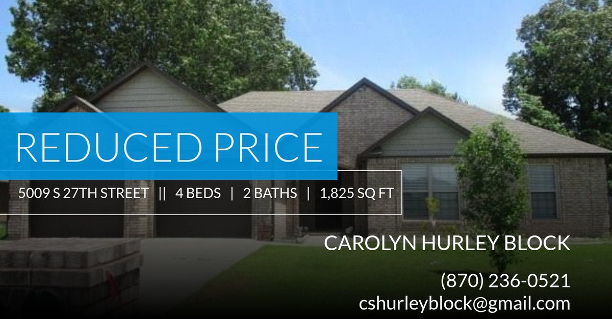 HurleyBlock's tweet image. 📍 Reduced Price 📍 This recently reduced home at 5009 S 27th Street in Paragould won't last long, so, don't wait to set up a showing! Reach out here or at (870) 236-0521 for more information! homeforsale.at/5009_S_27TH_ST…