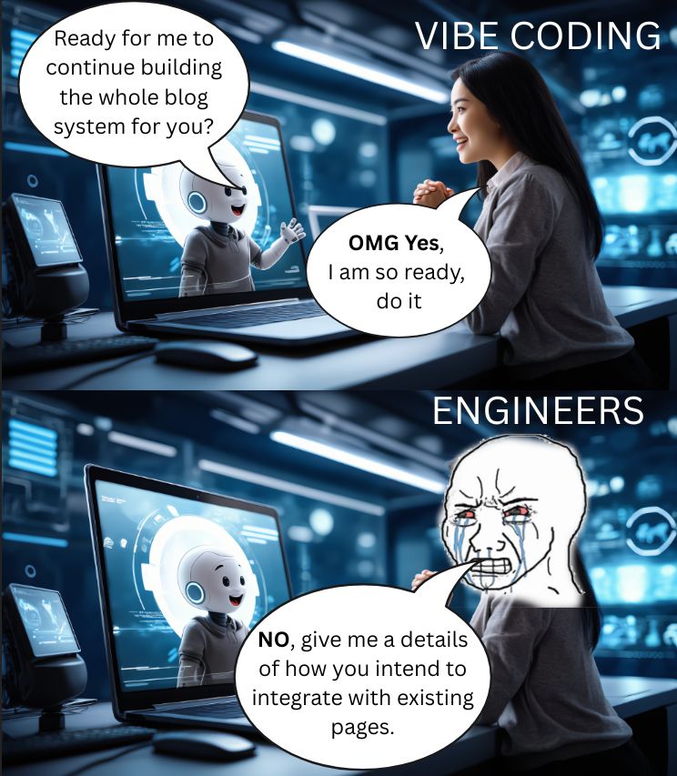 ElectronDev's tweet image. Which one are you?  

Me, I am in the &quot;Don&apos;t give then an inch&quot; camp!   

Tip: Get the whole current piece of work to be done saved in an md file, question the AI about each of the steps, how it might effect the current system, make it familiarise itself with important aspects of…