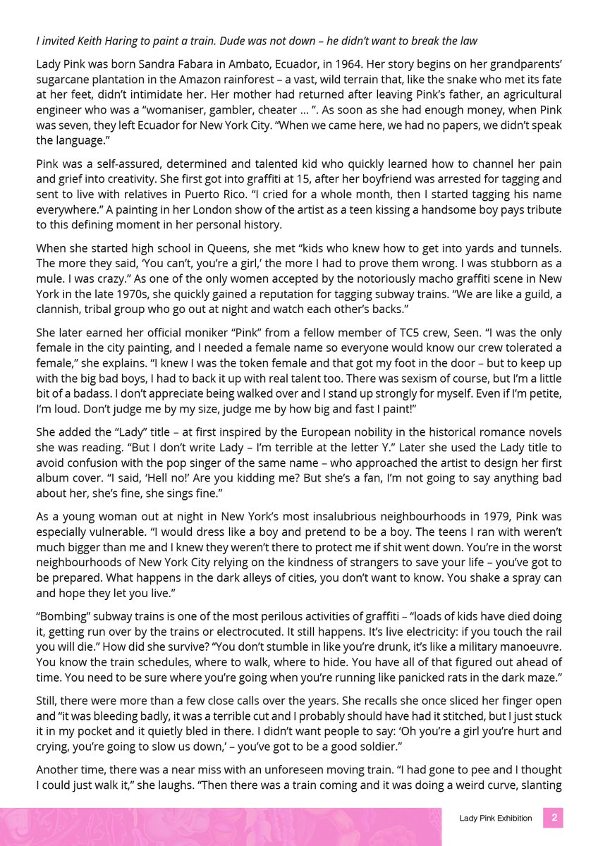 Justice_4_DandG's tweet image. Risking arrest, and even decapitation, she ‘bombed’ #yards, #tunnels and #trains in the dead of night. 

As she brings the spirit of the subway to the UK, the grande dame of #graf remembers scaring #KeithHaring – and killing a snake #art #graffiti #Justice_4_DandG