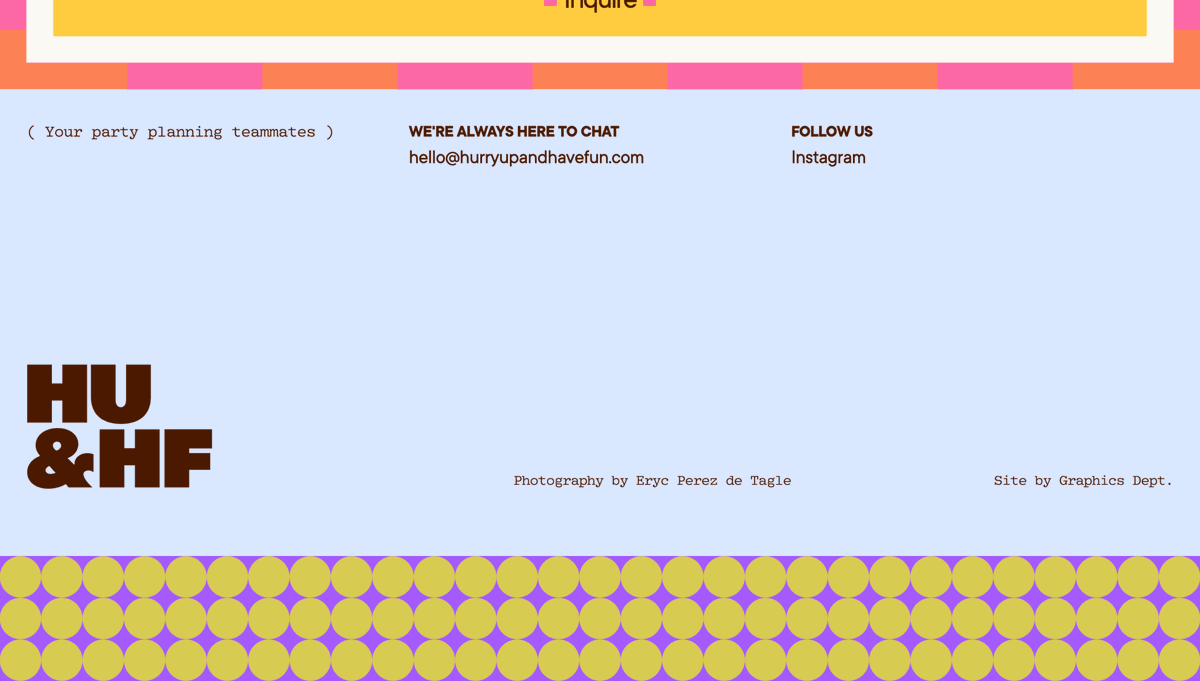 Hurry Up &amp; Have Fun ↓

footer.design/sites/hurry-up…