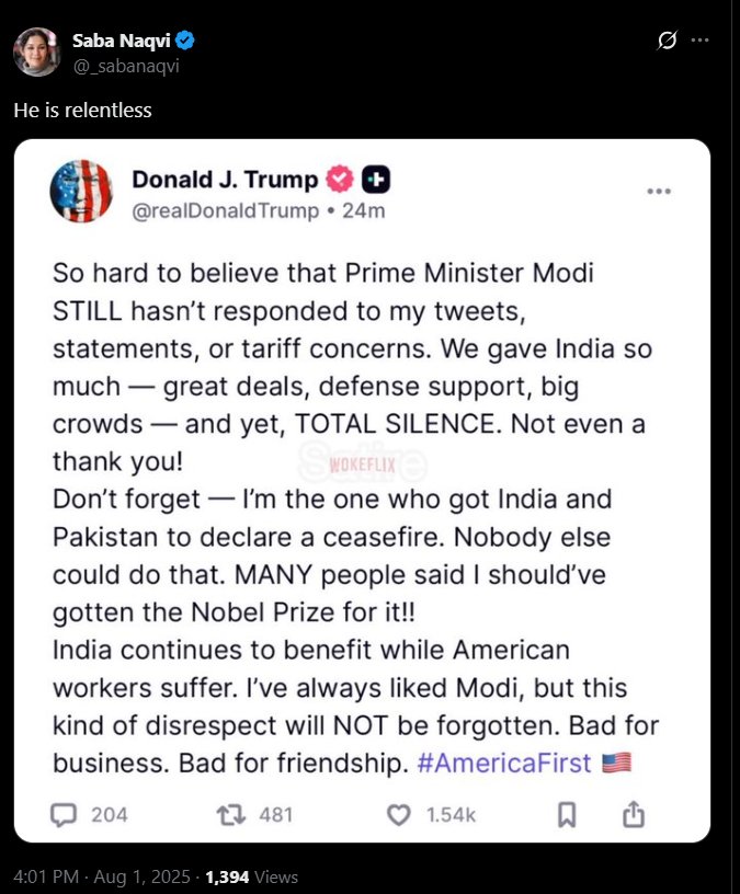 JOURNALIST Saba Naqvi deleted this post😭😭