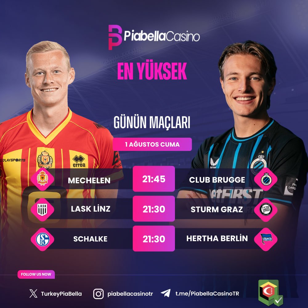 🎆 Günün Yüksek Oranlı Karşılaşmalarını  Sizler İçin Derledik!

❤️‍🔥 En Yüksek Oranlar ile Bahsini Al Kazancın Tadını Çıkar!

#️⃣ Karşılaşmaları kesintisiz izlemek için #PiaBellaCasino