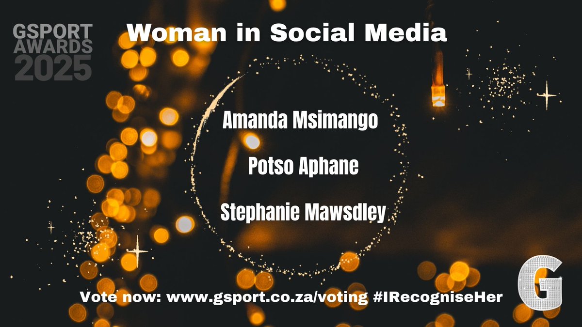 gsport4girls's tweet photo. 𝗪𝗼𝗺𝗮𝗻 𝗶𝗻 𝗠𝗲𝗱𝗶𝗮 𝗔𝘄𝗮𝗿𝗱𝘀 𝗖𝗮𝘁𝗲𝗴𝗼𝗿𝗶𝗲𝘀! gsport Awards 2025 online voting opened today, 1 August, and ends at midnight, on Sunday, 10 August. Public may vote at https://t.co/C0B2p7Aozk - Voting is free! Register now!
#IRecogniseHer #PlayYourPartSA #gsport20 https://t.co/F2FLtM5fi8