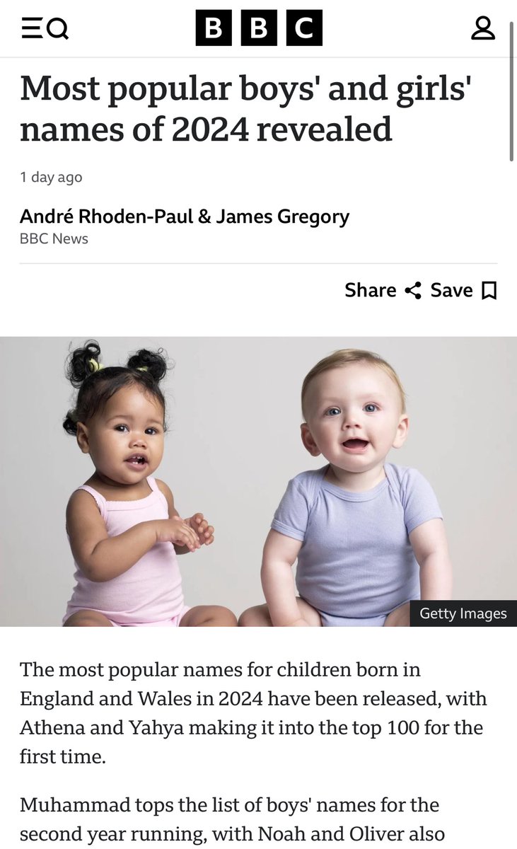 Of course Muhammad remains the most popular boy’s name in the UK. But why might ‘Yahya’ have entered the top names for newborn Brits in the past year?
