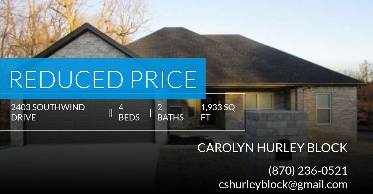 HurleyBlock's tweet image. 📍 Reduced Price 📍 This recently reduced home at 2403 Southwind Drive in Paragould won't last long, so, don't wait to set up a showing! Reach out here or at (870) 236-0521 for more information! homeforsale.at/2403_SOUTHWIND…