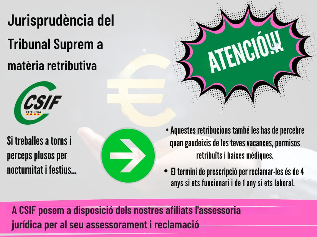 presonscsif (@presonscsif) on Twitter photo CSIF PRESONS INFORMA Reclamació de plusos per festivitat i nocturnitat en períodes no treballats – Jurisprudència favorable <a href="/csifautonomic/">Csif Autonomic</a> <a href="/csiflleida/">CSIFLLEIDA</a> <a href="/csifgirona/">CSIF GIRONA</a> <a href="/CSIFTarragona1/">CSIF TARRAGONA</a> CSIF PRESONS INFORMA Reclamació de plusos per festivitat i nocturnitat en períodes no treballats – Jurisprudència favorable <a href="/csifautonomic/">Csif Autonomic</a> <a href="/csiflleida/">CSIFLLEIDA</a> <a href="/csifgirona/">CSIF GIRONA</a> <a href="/CSIFTarragona1/">CSIF TARRAGONA</a>
