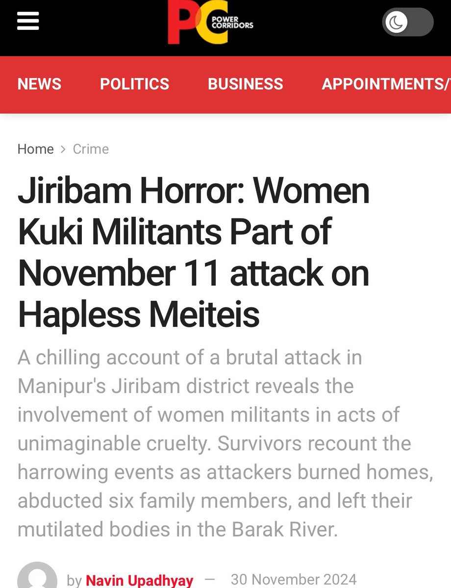 ThangjouPaibini (@thangjoupaibini) on Twitter photo #Kuki women militants were also crucial in the massacre of the 6 Meiteis.
<a href="/NIA_India/">NIA India</a> We urge you to crack down all the perpetrators at the earliest leaving now stone unturned.
<a href="/Bimol_Akoijam/">A. Bimol Akoijam</a> <a href="/HMOIndia/">गृहमंत्री कार्यालय, HMO India</a> <a href="/PMOIndia/">PMO India</a> <a href="/AmitShah/">Amit Shah</a> <a href="/AmitShahOffice/">Office of Amit Shah</a> <a href="/manipur_police/">Manipur Police</a> #Kuki women militants were also crucial in the massacre of the 6 Meiteis.
<a href="/NIA_India/">NIA India</a> We urge you to crack down all the perpetrators at the earliest leaving now stone unturned.
<a href="/Bimol_Akoijam/">A. Bimol Akoijam</a> <a href="/HMOIndia/">गृहमंत्री कार्यालय, HMO India</a> <a href="/PMOIndia/">PMO India</a> <a href="/AmitShah/">Amit Shah</a> <a href="/AmitShahOffice/">Office of Amit Shah</a> <a href="/manipur_police/">Manipur Police</a>