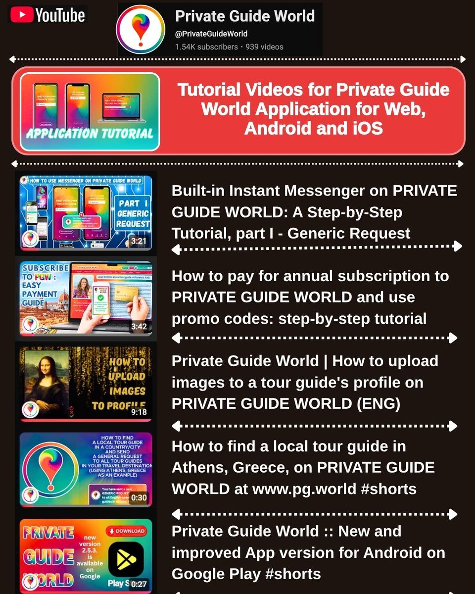 wwwpgworld's tweet image. if you&apos;re curious to master your navigation on PG World and use the complete set of options, then check out our APPLICATION TUTORIAL PLAYLIST at link.pg.world/tutorial_videos on our YouTube Channel @Privateguideworld, where we regularly publish tutorial videos
#PGWorld #TourGuideTips