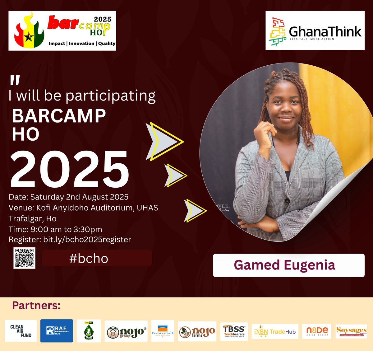 BarCampHo's tweet photo. Eugenia Gamed, Owen Deladem Gbevoadi @OGbevoadi03 &amp; Winnifred Amuzu #volunteeringh. Join @ #BarcampHo 2025 on August 2 @ #UHASTrafalgar Auditorium in Ho: #learning, #sharing, #networking &amp; #mentoring.

#bcho #bcho25 partners include @CleanAirFund 
cc @alloysiusattah @eyramtawia https://t.co/NQSXN5MuZP
