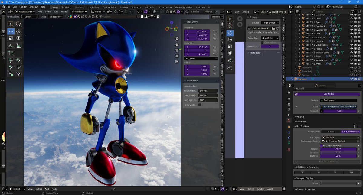 Metal sonic has now been revised to match my latest sonic, along with new textures