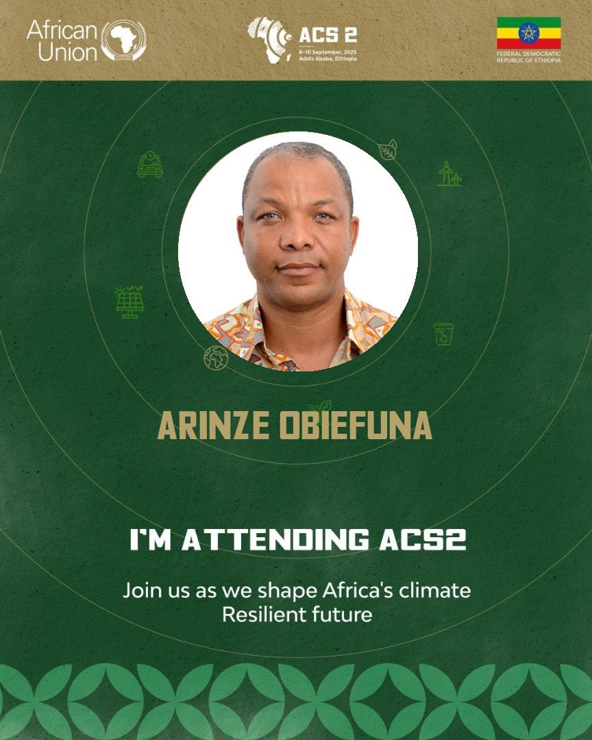 I’ll be attending the 2nd African Climate Summit (ACS2)!
Addis Ababa, Ethiopia | September 8–10, 2025 | Addis International Convention Center (AICC)
Let’s lead Africa’s green future. Join us! @africaclimatesummit2 
#ACS2 #AUC #Ethiopia #AfricanClimateSummit #GreenLegacy #Agenda63