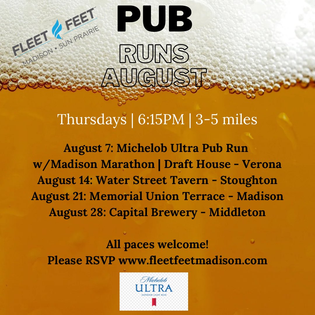 Here is our schedule for August! 🍻