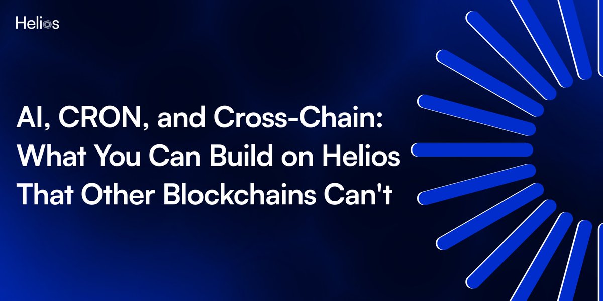 By combining CRON automation, native cross-chain execution, and Hyperion Modules - Helios writes a new playbook for what you can do onchain ☀️

Explore new possibilities in our most recent article:
helioschain.medium.com/ai-cron-and-cr…