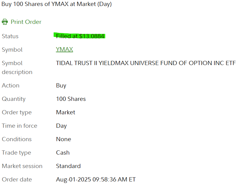 DivysQueen's tweet photo. Scooped up some $ULTY & $YMAX at a steep discount!
$ULTY - 100 shares at $5.95
$YMAX - 100 shares at $13.08
Will update total count on Saturday after the divys process today.
๐บ๐ธ
#DividendDeals #ETFDiscount #PassiveIncomeETF #StockMarketSteal #DividendETF #BuyTheDipETF #InvestSmart #ETFValue #DividendHunter #BargainStocks