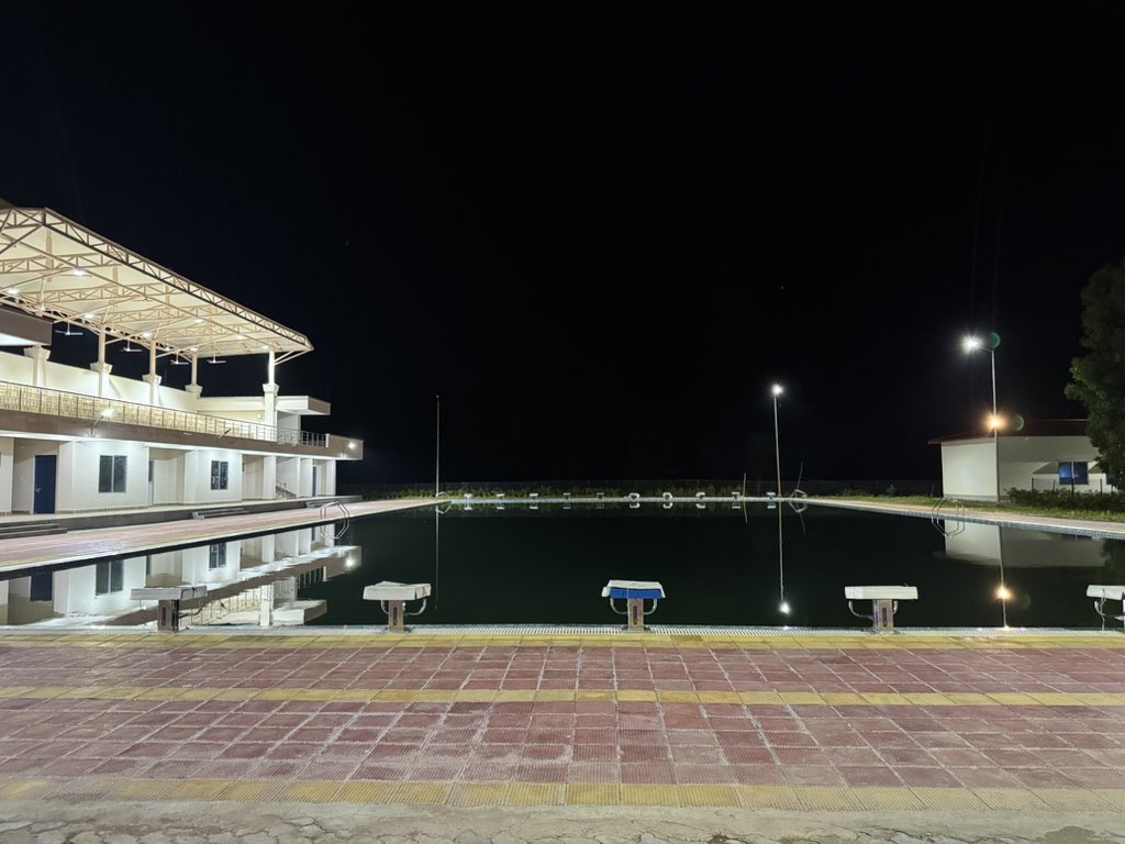 #8pm : #IndoorStadium #SwimmingPool 
Night view of Naragaon indoor stadium and swimming pool.
To be open soon…
#Sports