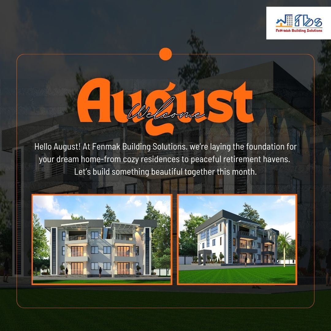 Hello August! 🌿 At Fenmak Building Solutions, we’re building more than homes—we’re creating spaces that bring comfort &amp; peace. From dream residences to retirement havens, let’s build something beautiful this month. 🏡✨
#WelcomeAugust #BuildingDreams #FenmakSolutions