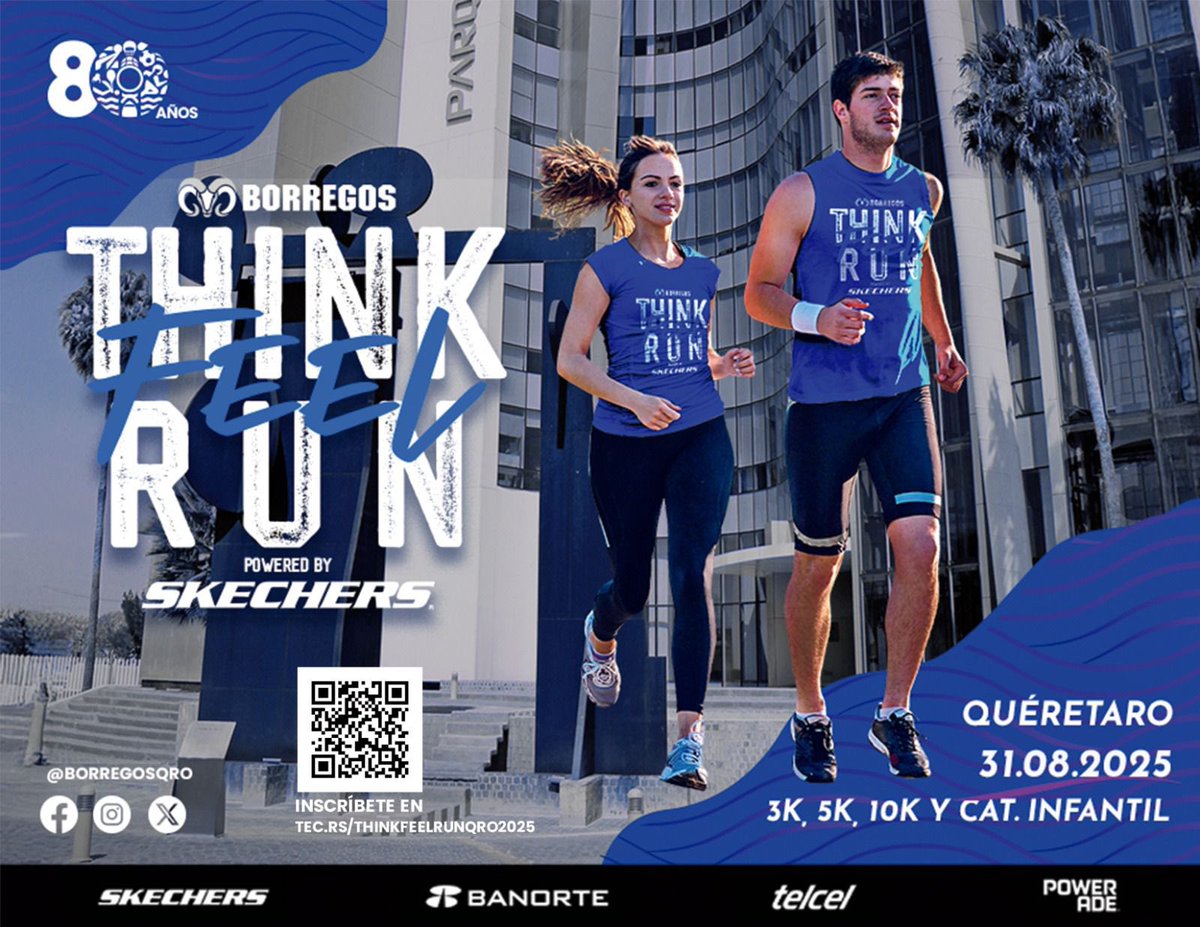 aqsportsmexico's tweet photo. 👟💙 ¡INSCRÍBETE  https://t.co/fFSqxPjl9G   ó en https://t.co/zy2r0tPJA7 a
la CARRERA BORREGOS Think Feel Run Powered by Skechers 2025! 🐏🔥

🗓️Domingo 31 de agosto, en sus categorías 3K, 5K y 10K e Infantil. ¡No faltes!

#BorregosThinkFeelRunPoweredbySkechers #ForeverRunner https://t.co/1oDBVxMc2k