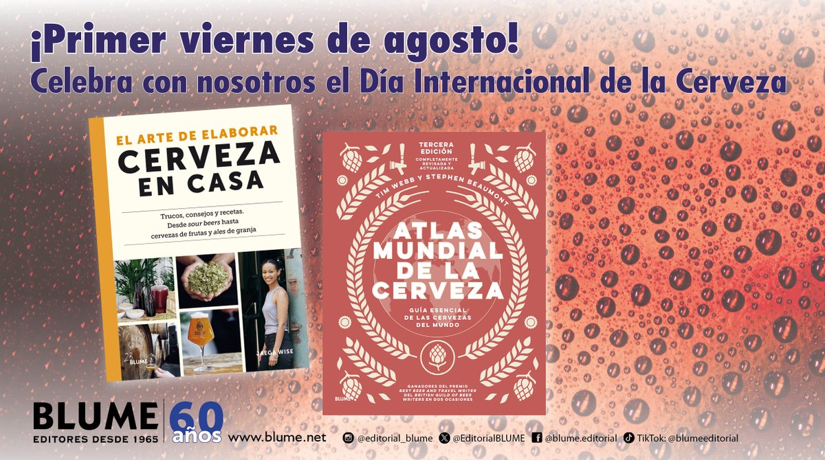 La cerveza es una de las bebidas fermentadas más antiguas de la humanidad y una de las más valoradas. Y desde 2007 se celebra cada primer viernes del mes de agosto el Día Internacional de la Cerveza. ¡Celébralo con nuestros libros!
blume.net/gastronomia/22…
blume.net/gastronomia/21…