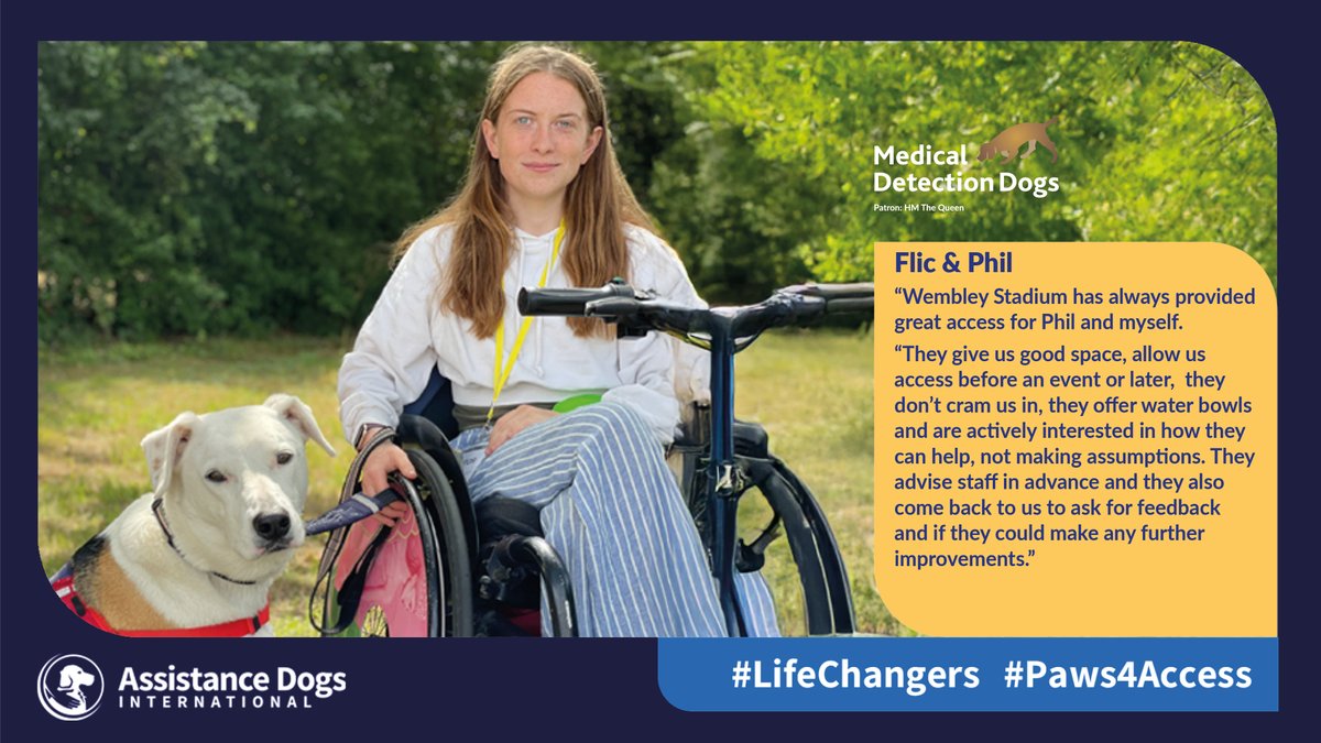 Medical Detection Dogs (@meddetectdogs) on Twitter photo We've had lots of positive access stories from our clients this #internationalassistancedogweek including Flic and Phil's experiences at <a href="/wembleystadium/">Wembley Stadium</a>.
Phil alerts Flic to oncoming vestibular #pots collapses and is also trained to do tasks and alert to help her autism by our We've had lots of positive access stories from our clients this #internationalassistancedogweek including Flic and Phil's experiences at <a href="/wembleystadium/">Wembley Stadium</a>.
Phil alerts Flic to oncoming vestibular #pots collapses and is also trained to do tasks and alert to help her autism by our