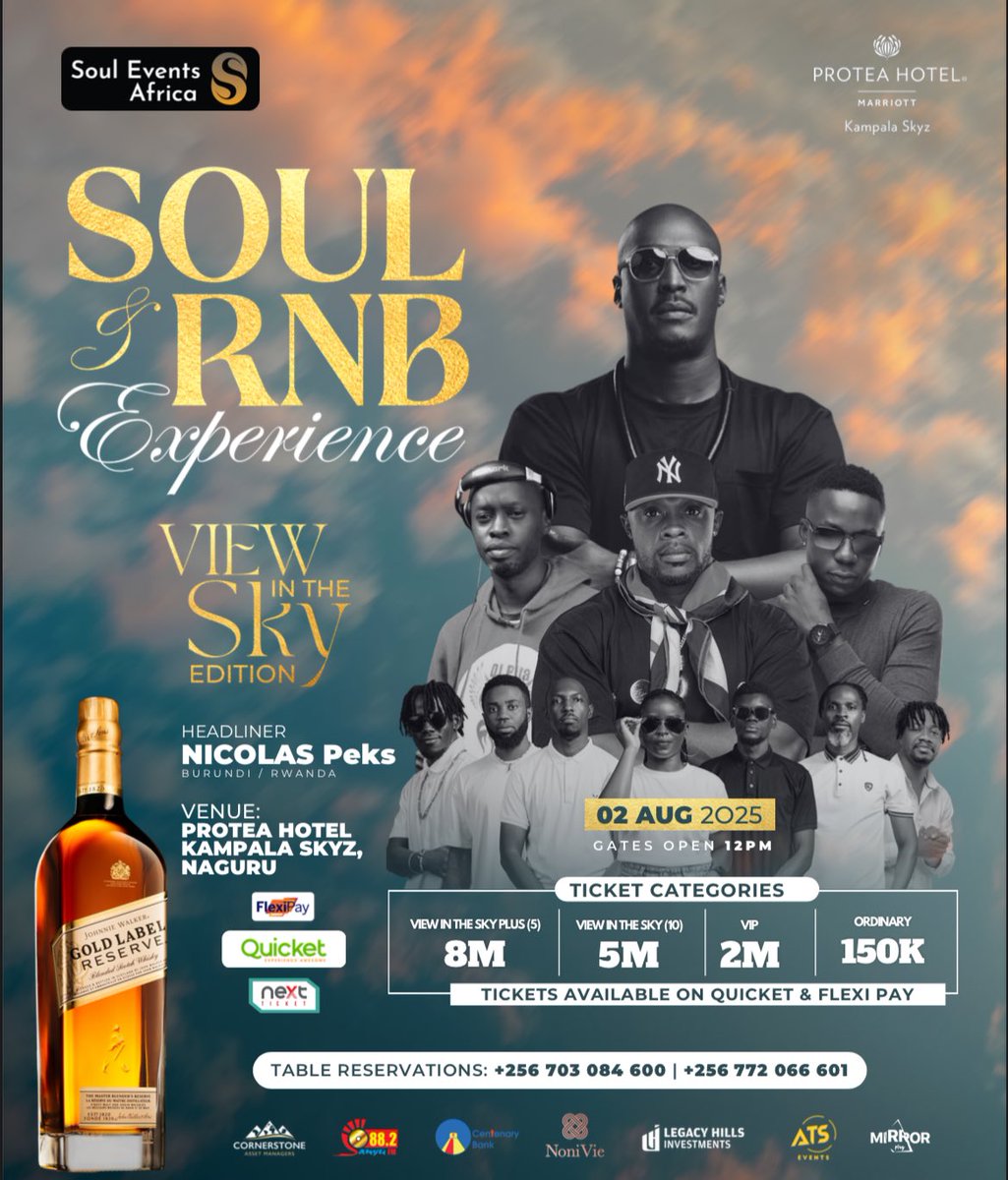 Put on your dancing shoes this very Saturday:
Nicolas Peks, Janz Band, DJ Cacie, Dr. Nelly Sting, and DJ Peta bring the heat to Kampala Skyz, Naguru 
Tickets start at 150K, grab yours on Quicket or FlexiPay. 
#TheSoulandRnBExperience .