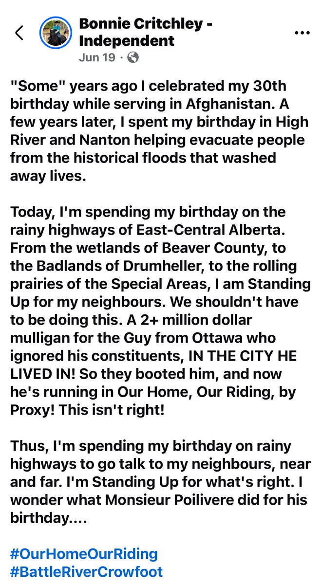 Don’t blow this Battleford-Crowfoot. 

You have an opportunity most ridings want but never will get. 

The opportunity to have real representation.