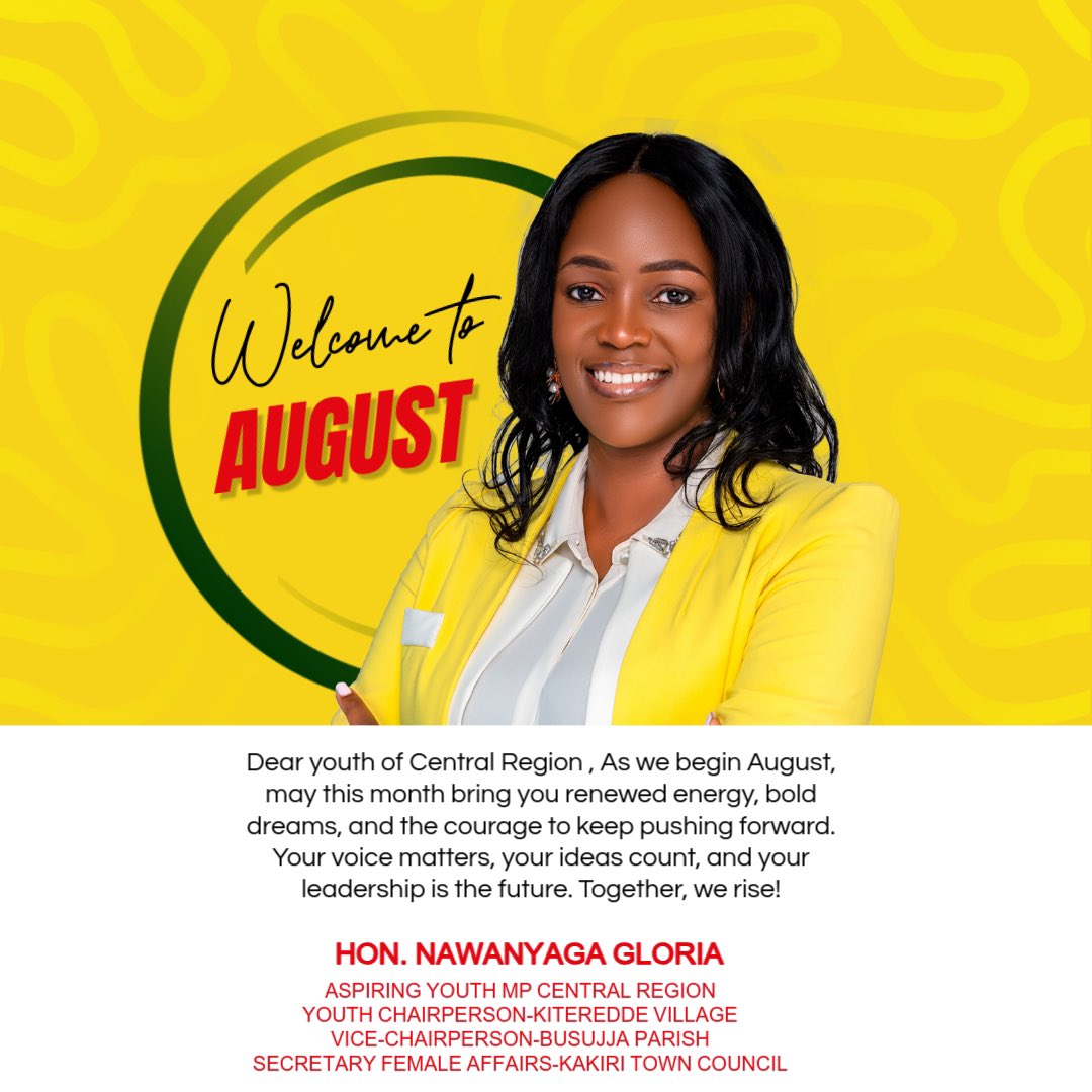 Happy new month 💫 🥳

Dear Youth of Central Region! 🌟

As we begin August, may this month bring you renewed energy, bold dreams, and the courage to keep pushing forward. Your voice matters, your ideas count, and your leadership is the future. 

Together, we rise!

VOTE