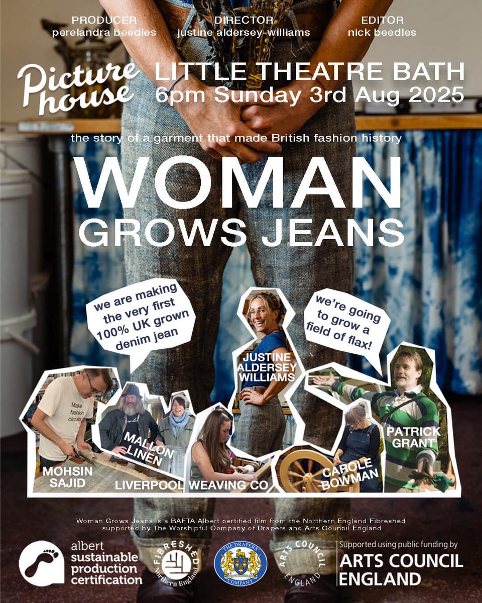 Our film about the garment that made British fashion history is being screened in Bath, Somerset this Sunday. Watch, then get involved during the live Q&amp;A with Justine who’ll be wearing the jeans afterwards! 🎟️🎫 TICKETS picturehouses.com/movie-details/… #womangrowsjeans