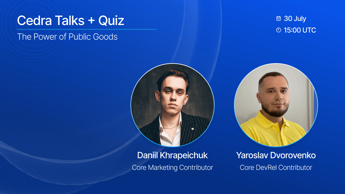 Missed our latest Cedra Talks + Quiz? 

Don’t worry — we’ve got you covered.

Check out a full recap on Medium: key insights from <a href="/justmarketinguy/">Daniil</a> &amp; <a href="/YDvorovenko/">Yaro</a> and some takeaways on building public goods in Web3.

📝 Read it here: medium.com/cedra-network/…