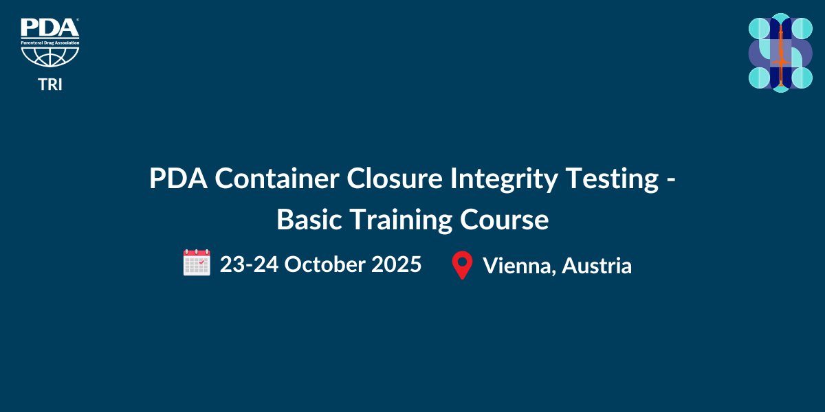PDA (@pdaonline) on Twitter photo Protect your product. Join the PDA CCI Testing Basic Training Course in Vienna, 23–24 Oct 2025, to explore the latest methods, case studies, and hands-on demos to ensure robust package integrity.
Don’t miss your chance and register now: hubs.ly/Q03ztNzq0 Protect your product. Join the PDA CCI Testing Basic Training Course in Vienna, 23–24 Oct 2025, to explore the latest methods, case studies, and hands-on demos to ensure robust package integrity.
Don’t miss your chance and register now: hubs.ly/Q03ztNzq0