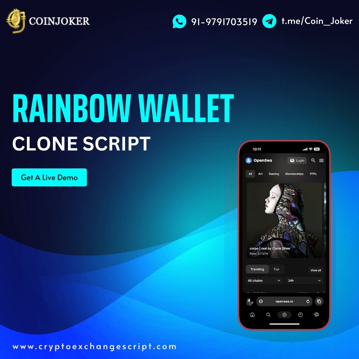 CoinjokerHub's tweet image. Reimagine Crypto Storage with a Rainbow Wallet Experience!
Looking to build a wallet that does more than just hold crypto?
Start building your next-gen Ethereum wallet today! >> bit.ly/41hjlSK
#RainbowWalletCloneScript #NextGenCryptoWallet #DeFiWalletSolution #USA