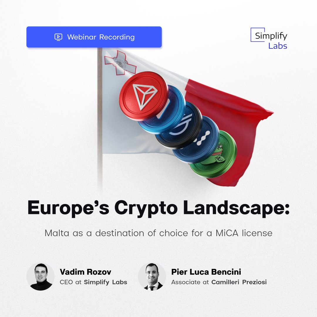 The EU’s MiCA regulations are changing the game - and Malta is becoming a top destination for crypto companies aiming to grow fast and stay compliant.

🧠 If you didn’t catch our session with legal experts from Camilleri Preziosi and tech innovators from Simplify Labs, here’s