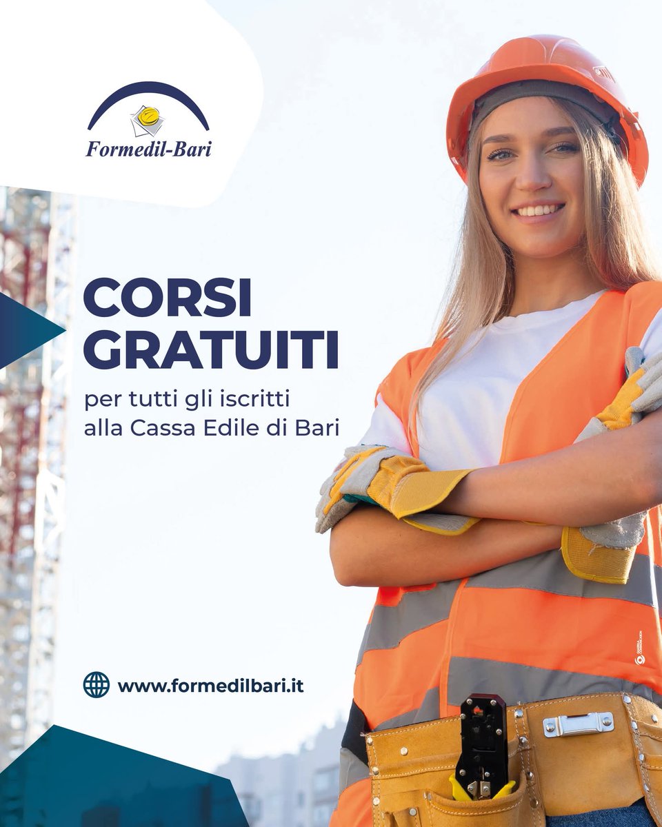 🏗️👷 Se sei un’impresa o un lavoratore iscritto alla Cassa Edile della Provincia di Bari, non perdere l’opportunità di accedere ai nostri corsi di formazione in modo completamente gratuito.
Consulta la bacheca corsi sul nostro sito.

👉 Accedi su formedilbari.it